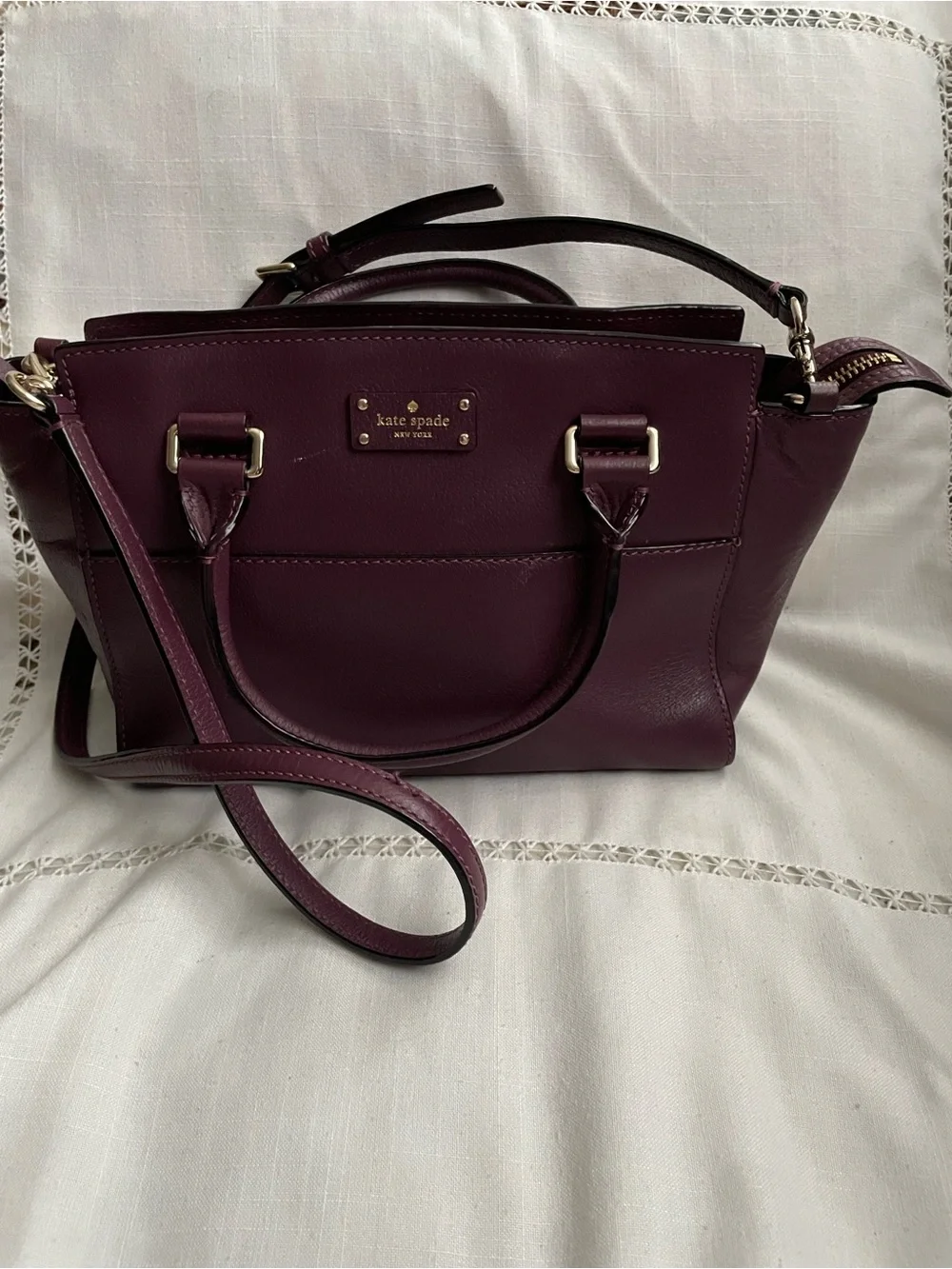 kate spade Plum Leather Satchel-Crossbody  Couple Minor Scratches Otherwise EUC
